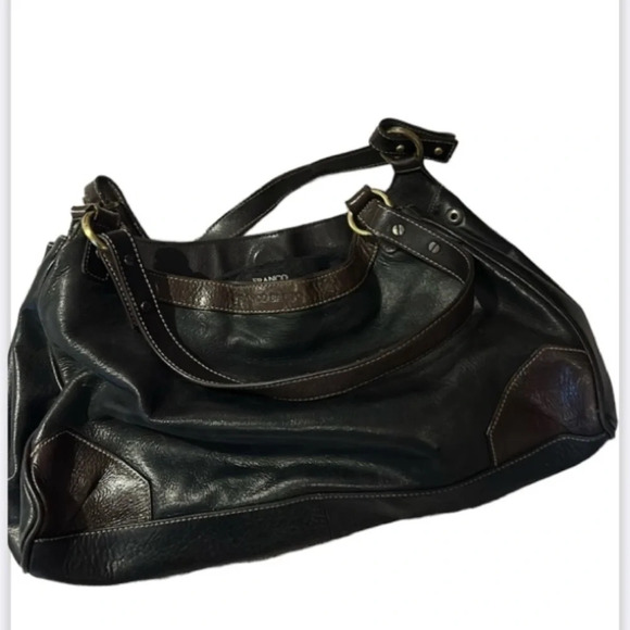 Franco Sarto 90s Style Chocolate Brown black Vegan Patent  Leather Shoulder bag - Picture 16 of 16